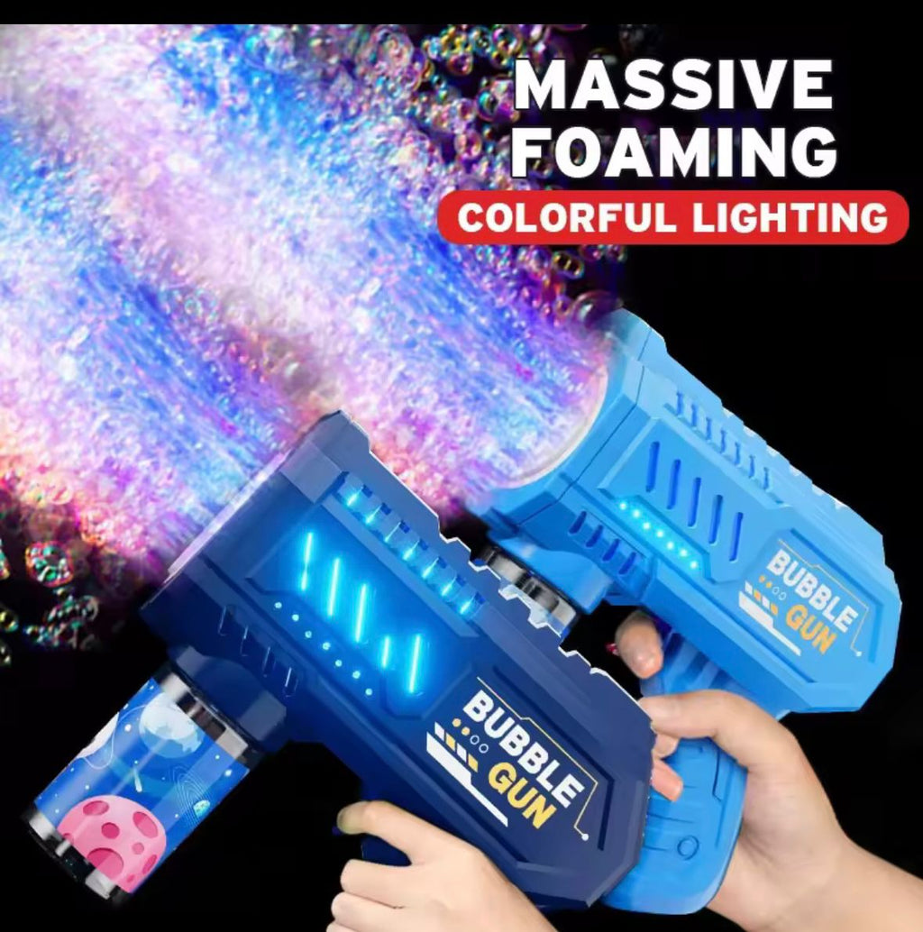 Macchina per bolle a razzo con pistola a bolle completamente automatica, soffiatore automatico con giocattolo liquido a bolle per regali di bolle all'aperto da spiaggia per bambini