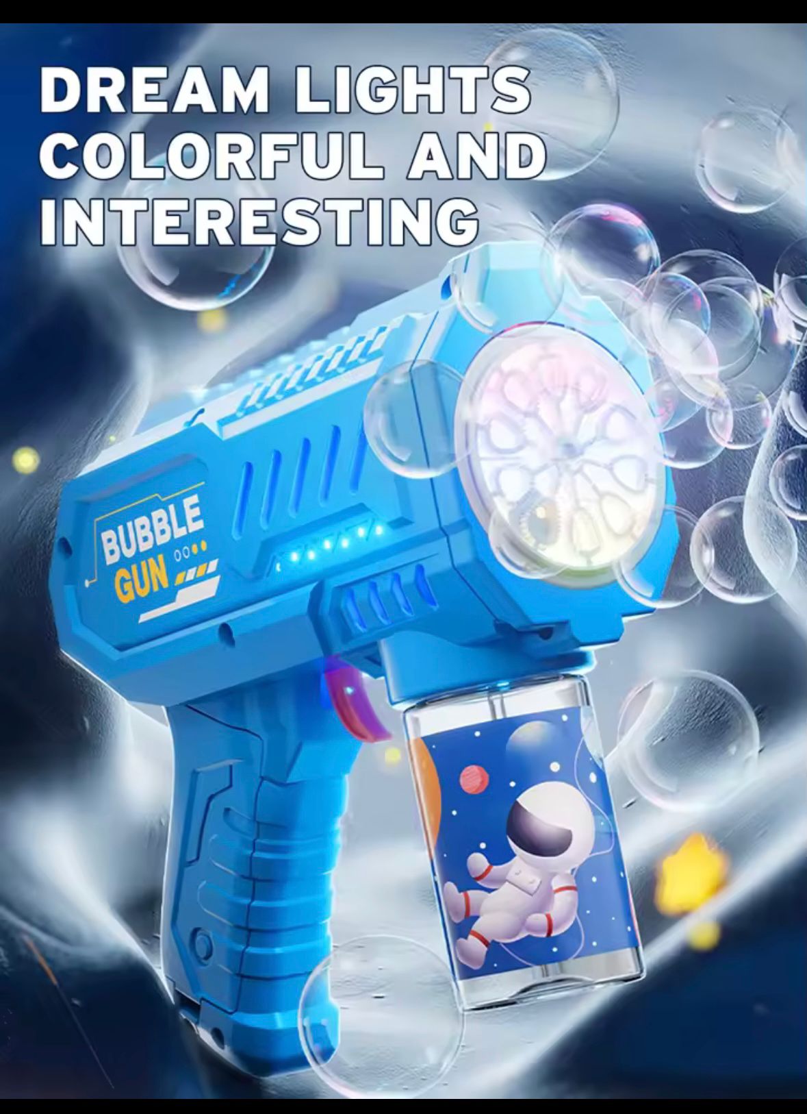 Macchina per bolle a razzo con pistola a bolle completamente automatica, soffiatore automatico con giocattolo liquido a bolle per regali di bolle all'aperto da spiaggia per bambini